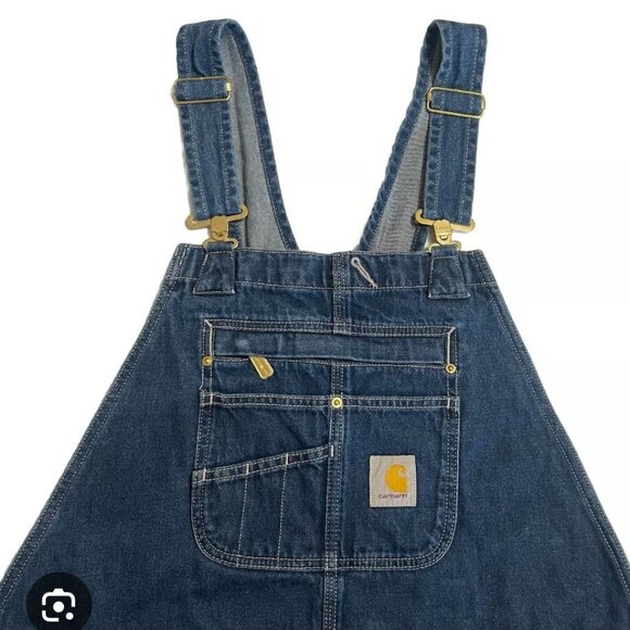 Carhartt relaxed fit blue denim men's Farm Country Western Work overalls 42 X 28 - Picture 8 of 9